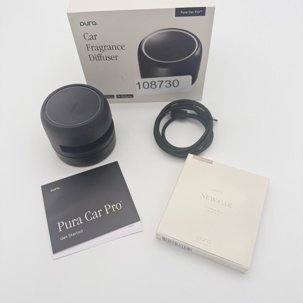 Pura Car Pro Smart Fragrance Diffuser Black New Car Scent Refill Cordless